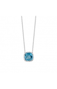 Colgante Rosetón de oro blanco de 18 Kt con topacio de 1,40 ct y diamantes de 0,05 ct