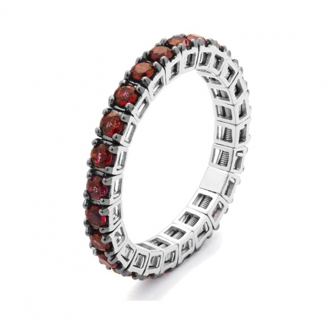 Anillo Alianza de oro blanco de 18 Kt con topacio