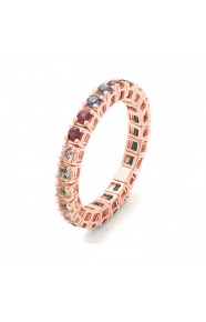Anillo Alianza de oro rosa de 18 Kt con topacio
