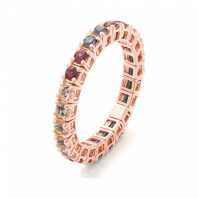 Anillo Alianza de oro rosa de 18 Kt con topacio