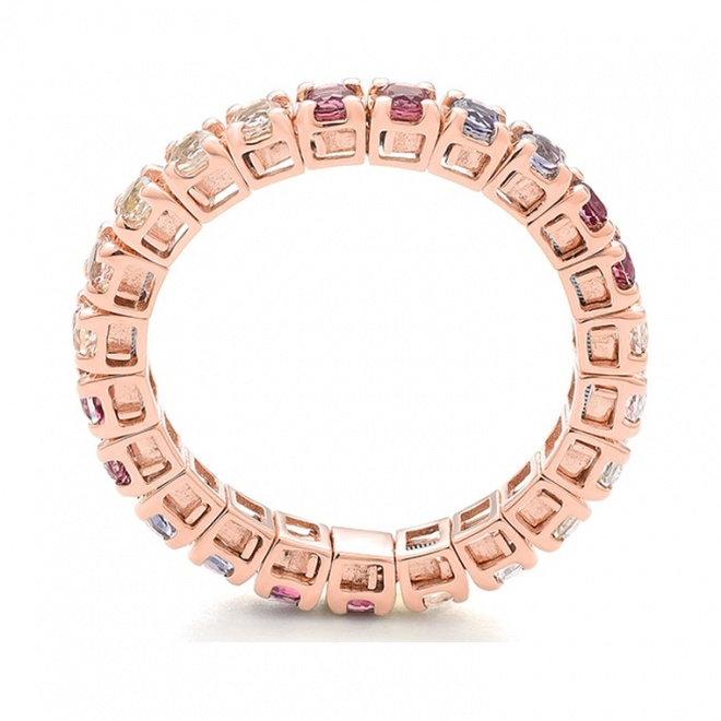 Anillo Alianza de oro rosa de 18 Kt con topacio