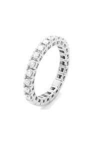 Anillo Media alianza de oro blanco de 18 Kt con diamantes de 0,44 a 0,45 ct