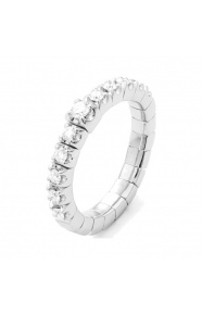Anillo Media alianza de oro blanco de 18 Kt con diamantes de 0,45 ct
