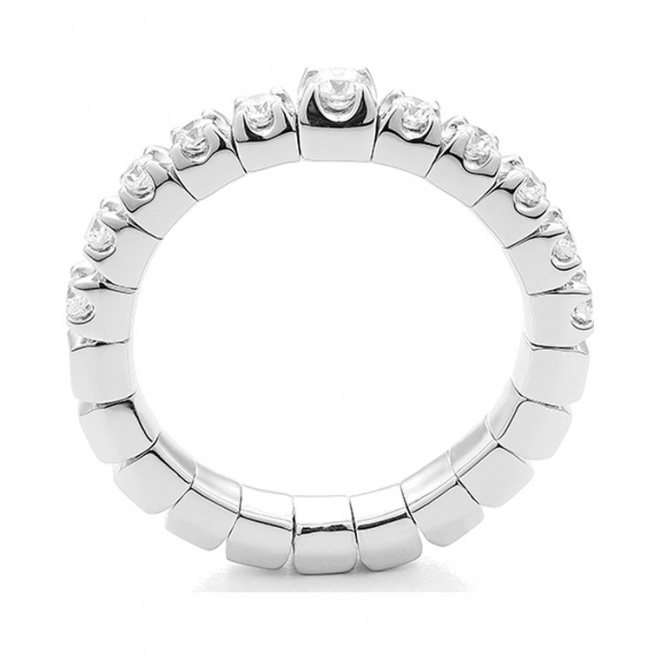 Anillo Media alianza de oro blanco de 18 Kt con diamantes de 0,45 ct