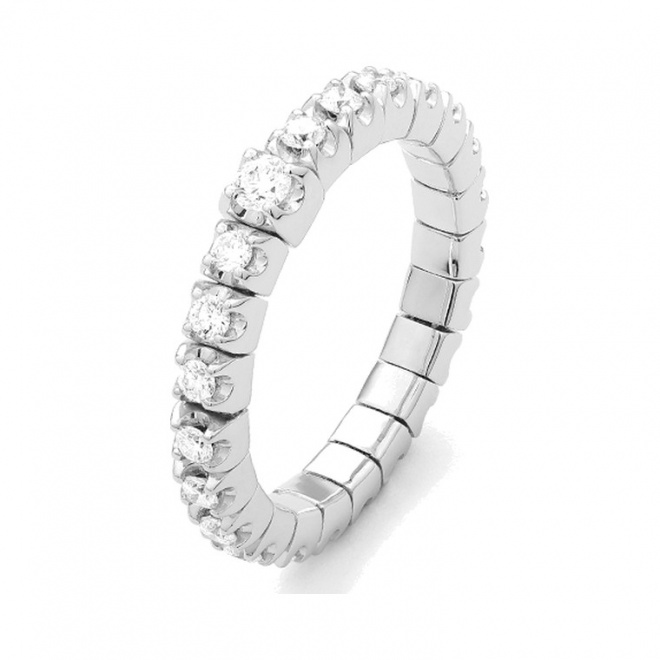 Anillo Alianza de oro blanco de 18 Kt con diamantes de 0,80 a 0,85 ct
