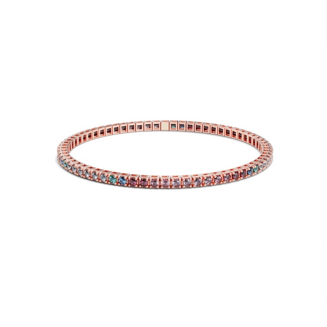 Pulsera Elástica de oro rosa de 18 Kt con piedra de color