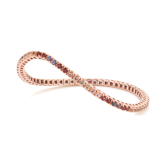 Pulsera Elástica de oro rosa de 18 Kt con topacio