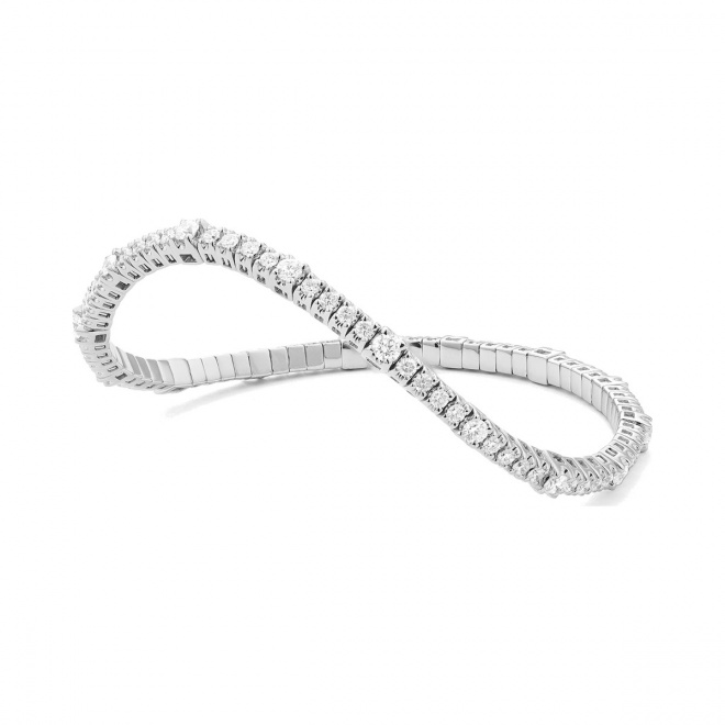 Pulsera Elástica de oro blanco de 18 Kt con diamantes de 2,00 a 3,05 ct