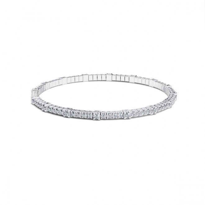 Pulsera Elástica de oro blanco de 18 Kt con diamantes de 2,00 a 3,05 ct