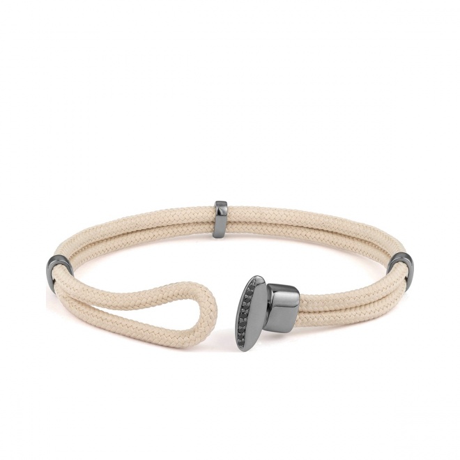 Pulsera de cordón de paladio con diamantes negros de 0,07 ct