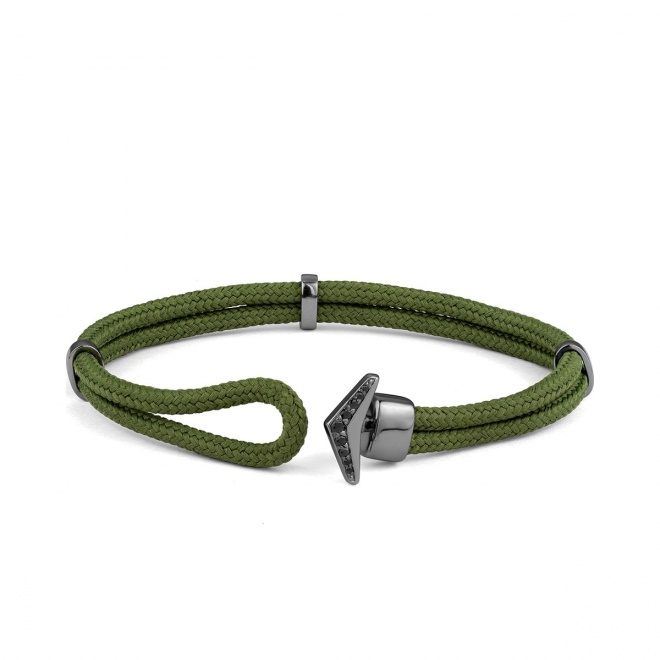 Pulsera de cordón de paladio con diamantes negros de 0,11 ct
