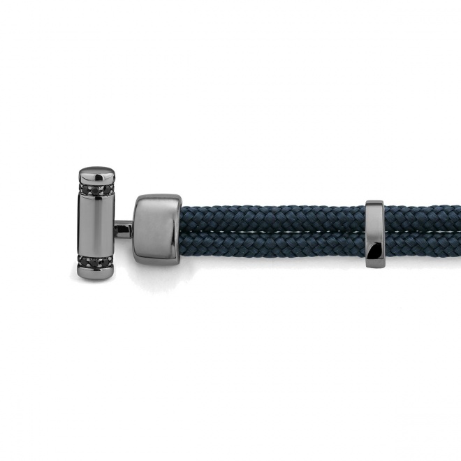 Pulsera de cordón de paladio con diamantes negros de 0,10 ct