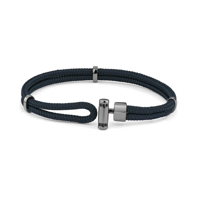 Pulsera de cordón de paladio con diamantes negros de 0,10 ct