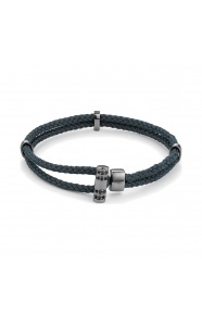 Pulsera de cordón de paladio con diamantes negros de 0,16 ct
