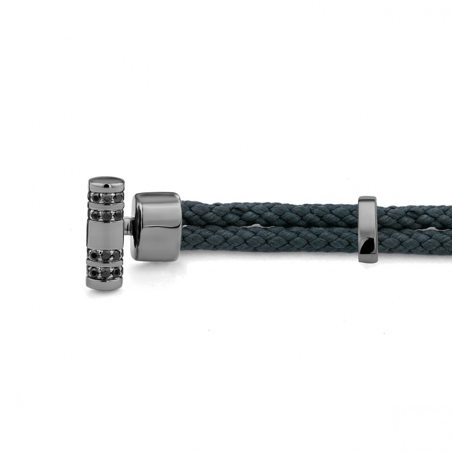 Pulsera de cordón de paladio con diamantes negros de 0,16 ct