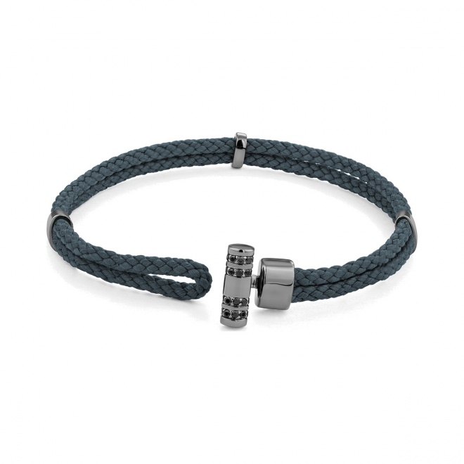 Pulsera de cordón de paladio con diamantes negros de 0,16 ct