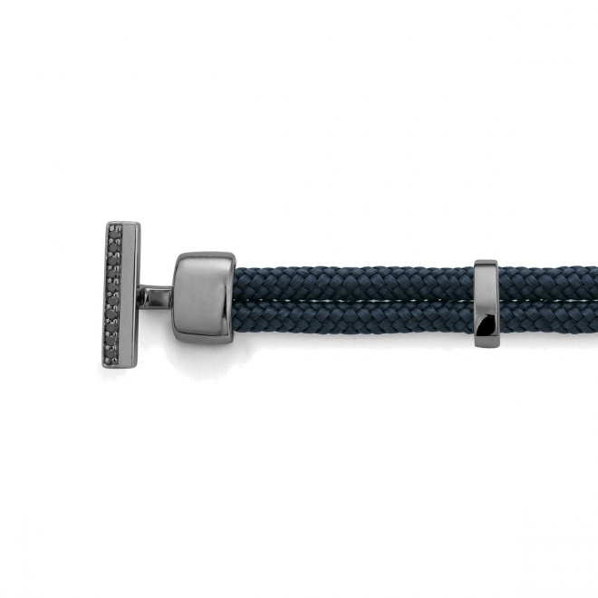 Pulsera de cordón de paladio con diamantes negros de 0,07 ct