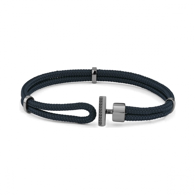 Pulsera de cordón de paladio con diamantes negros de 0,07 ct