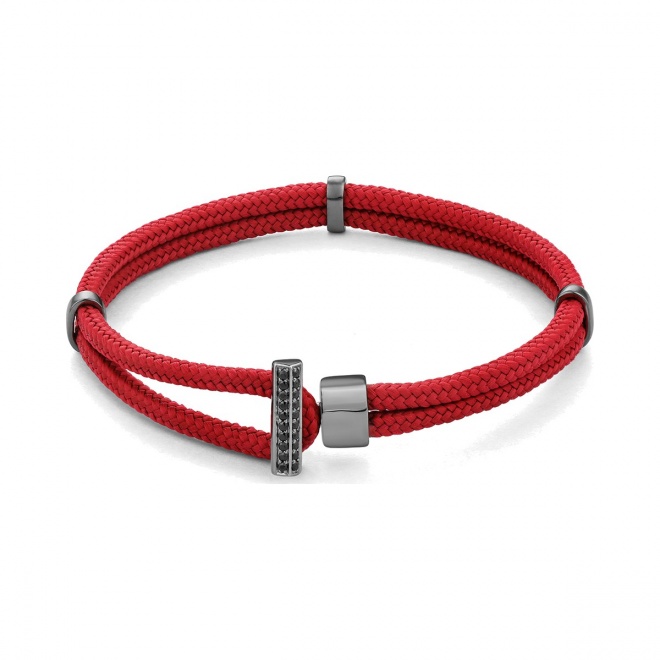Pulsera de cordón de paladio con diamantes negros de 0,13 ct