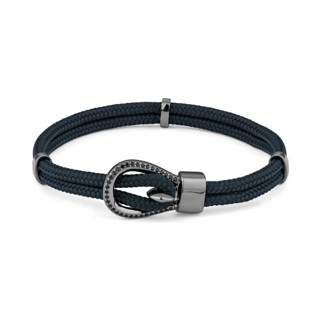 Pulsera de cordón de paladio con diamantes negros de 0,22 ct