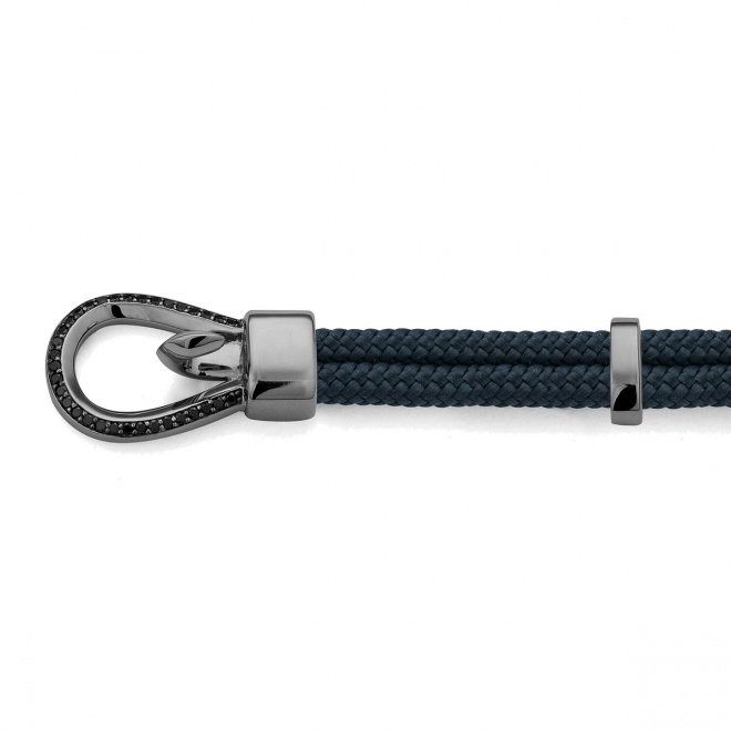 Pulsera de cordón de paladio con diamantes negros de 0,22 ct