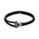 Pulsera de cordón de paladio con diamantes negros de 0,21 ct