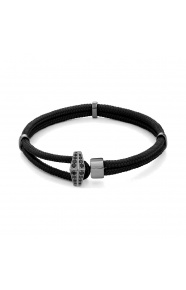 Pulsera de cordón de paladio con diamantes negros de 0,21 ct