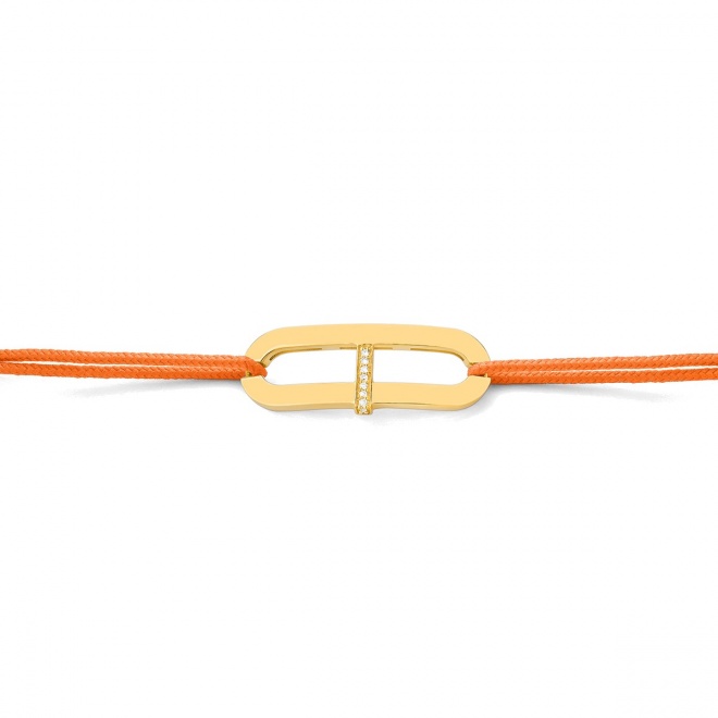 Pulsera de cordón de oro amarillo de 18 Kt con diamantes de 0,02 ct
