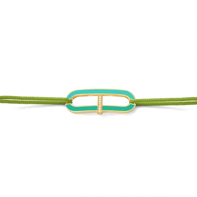 Pulsera de cordón de oro amarillo de 18 Kt con diamantes de 0,02 ct