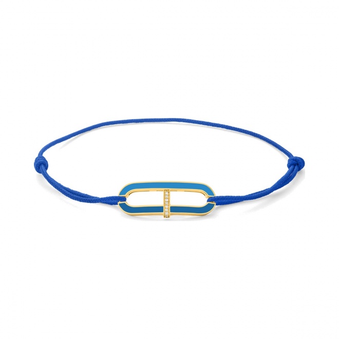Pulsera de cordón de oro amarillo de 18 Kt con diamantes de 0,02 ct