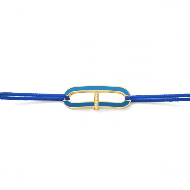 Pulsera de cordón de oro amarillo de 18 Kt con diamantes de 0,02 ct