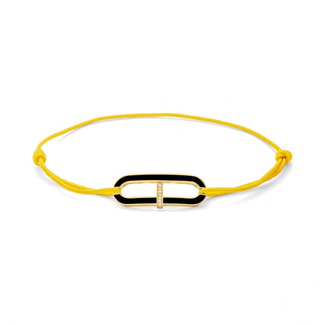 Pulsera de cordón de oro amarillo de 18 Kt con diamantes de 0,02 ct