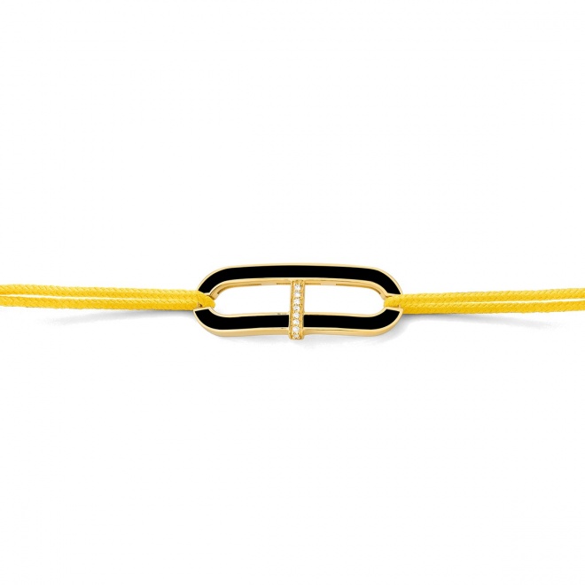 Pulsera de cordón de oro amarillo de 18 Kt con diamantes de 0,02 ct