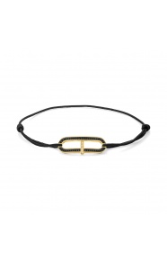 Pulsera de cordón de oro amarillo de 18 Kt con diamantes negros de 0,19 ct