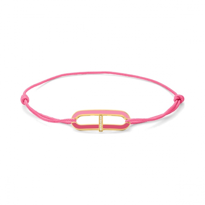 Pulsera de cordón de oro amarillo de 18 Kt con diamantes de 0,02 ct