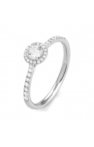 Anillo Rosetón de oro blanco de 18 Kt con diamantes de 0,53 a 1,41 ct, certificado GIA