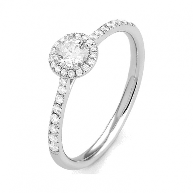 Anillo Rosetón de oro blanco de 18 Kt con diamantes de 0,53 a 1,41 ct, certificado GIA
