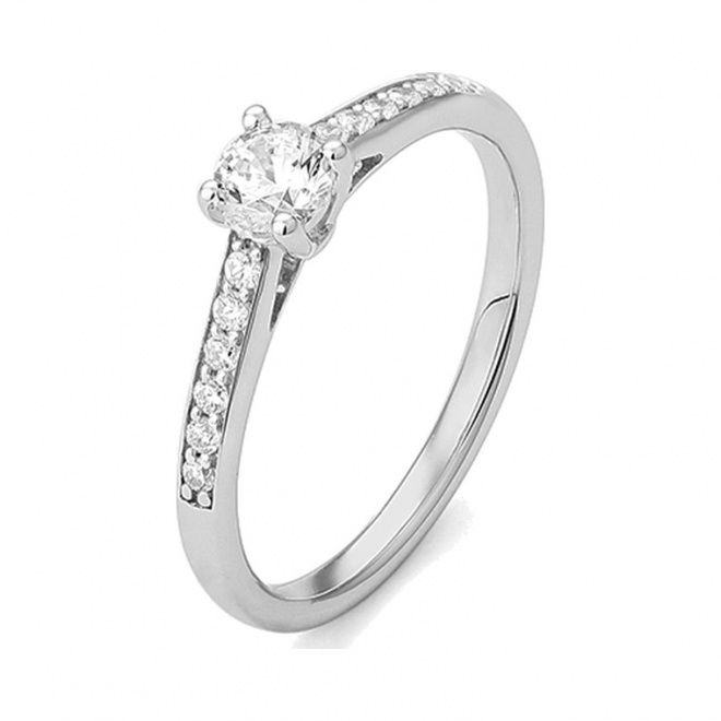 Anillo Solitario de oro blanco de 18 Kt con diamantes de 0,44 a 1,30 ct, certificado GIA