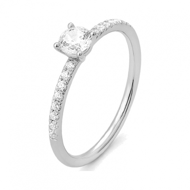 Anillo Solitario de oro blanco de 18 Kt con diamantes de 0,46 a 1,16 ct, certificado GIA