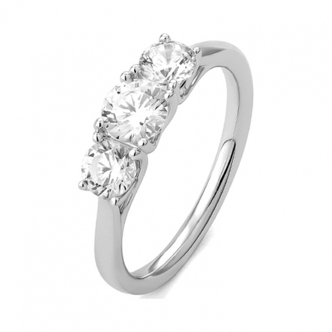 Anillo Tresillo de oro blanco de 18 Kt con diamantes de 1,10 a 2,60 ct, certificado GIA