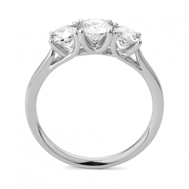 Anillo Tresillo de oro blanco de 18 Kt con diamantes de 1,10 a 2,60 ct, certificado GIA