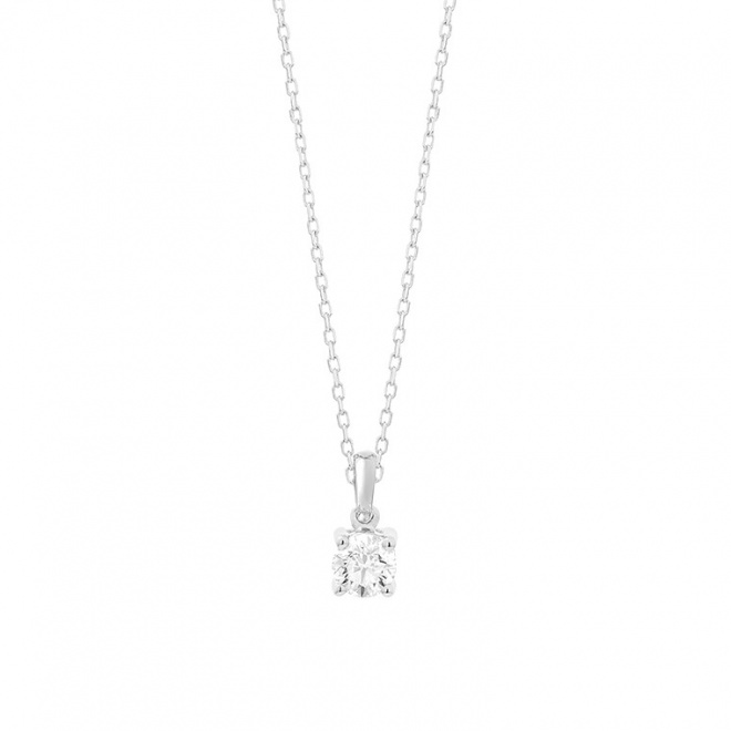 Colgante Solitario de oro blanco de 18 Kt con diamante de 0,32 a 1,02 ct, certificado GIA
