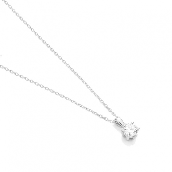 Colgante Solitario de oro blanco de 18 Kt con diamante de 0,32 a 1,02 ct, certificado GIA
