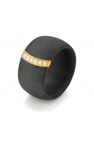 Anillo de oro amarillo de 18 Kt con diamantes de 0,12 ct