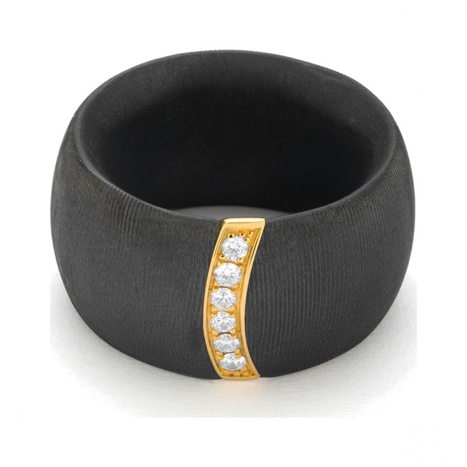 Anillo de oro amarillo de 18 Kt con diamantes de 0,12 ct