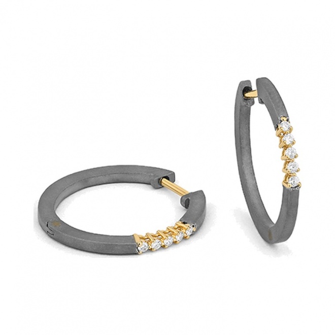 Pendientes Criollas de oro amarillo de 18 Kt con diamantes de 0,09 ct