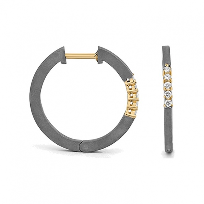Pendientes Criollas de oro amarillo de 18 Kt con diamantes de 0,09 ct