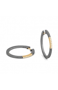 Pendientes Criollas de oro amarillo de 18 Kt con diamantes de 0,12 ct