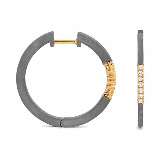 Pendientes Criollas de oro amarillo de 18 Kt con diamantes de 0,12 ct