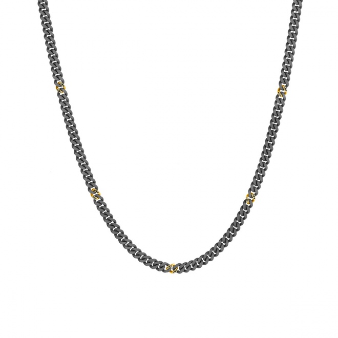 Collar de oro amarillo de 18 Kt con diamantes negros de 0,22 ct